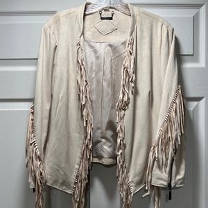Jou Jou Fringe Faux Suede Jacket